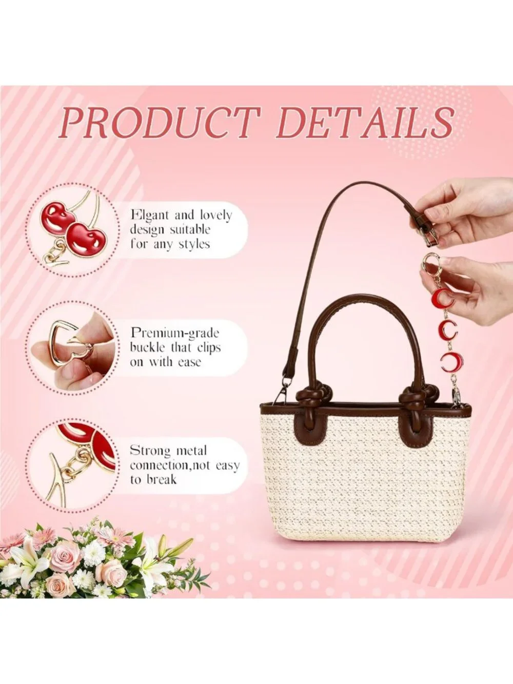 9 Pcs Purse Extender Chains & Cute Keychain Bag Charms for Handbags & Backpacks